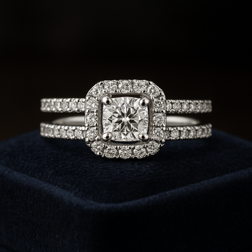 Magnifique bague halo de diamants 1,79 (ctw) en or 14 carats 
