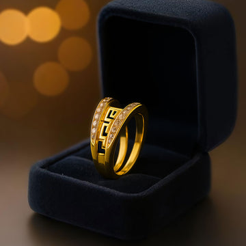 Adorable diamonds Greek key 10k yellow gold ring