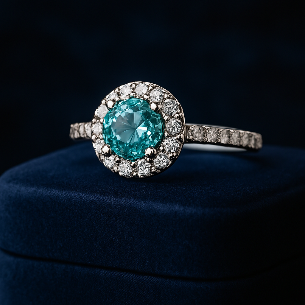 Halo enhanced blue diamond ring 1.49 (ctw) in 14k white gold
