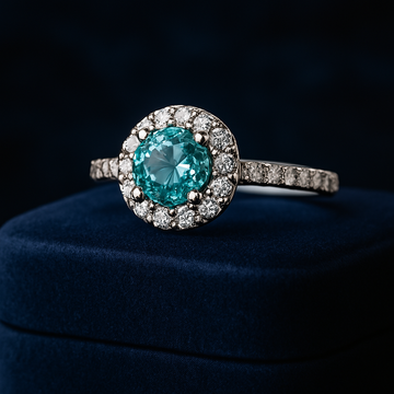 Halo enhanced blue diamond ring 1.49 (ctw) in 14k white gold