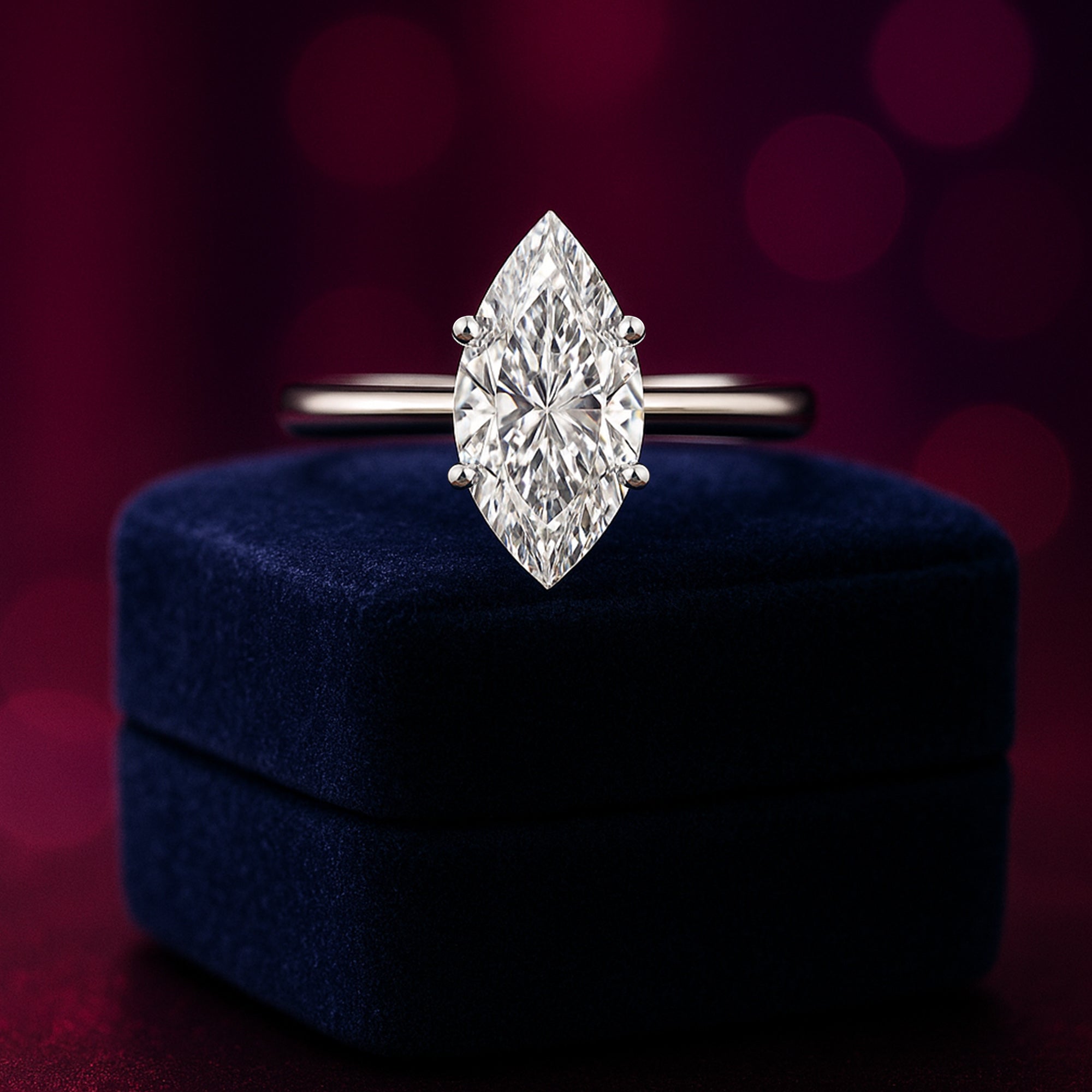 Bague de fiançailles solitaire avec diamants cultivés en laboratoire Marquise 0,73 (ct) en or 14 carats