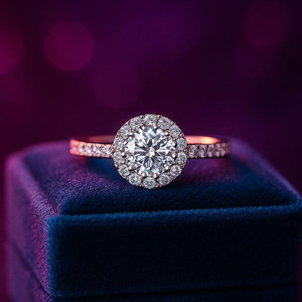 Engagement halo diamond ring 0.54 (ctw) 14k in white gold