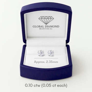 Lab-grown Diamond stud earrings total 0.10 CT diamonds  in 14k white gold