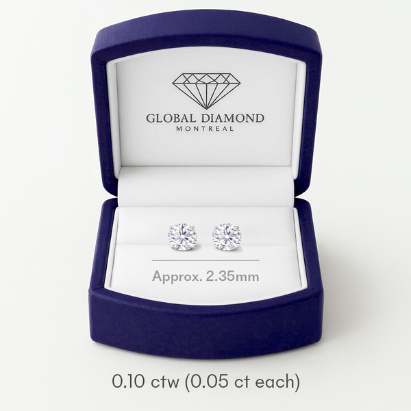 Lab-grown Diamond stud earrings total 0.10 CT diamonds  in 14k white gold