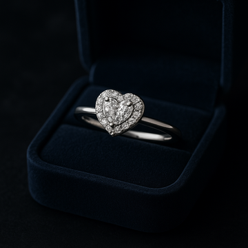 Bague halo de diamants en forme de cœur cultivés en laboratoire 0,34 (ctw) en or 14 carats 