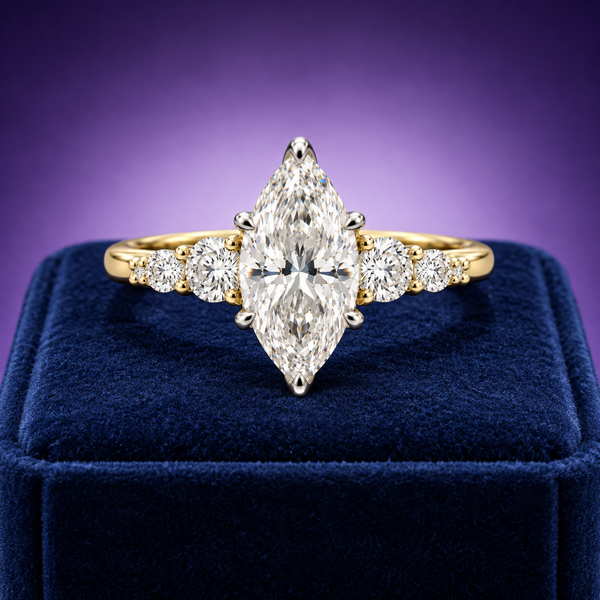 Marquise Lab-grown diamond solitaire engagement ring 3.05 (ctw) 14k gold