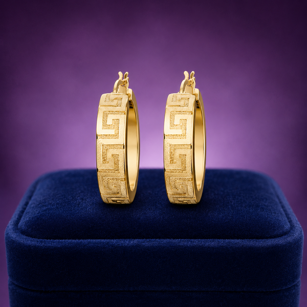 10K Yellow gold Greek Key design earrings