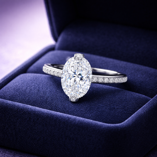 Oval solitaire lab-grown diamond ring 2.95 (ctw) VS1 D 14k gold
