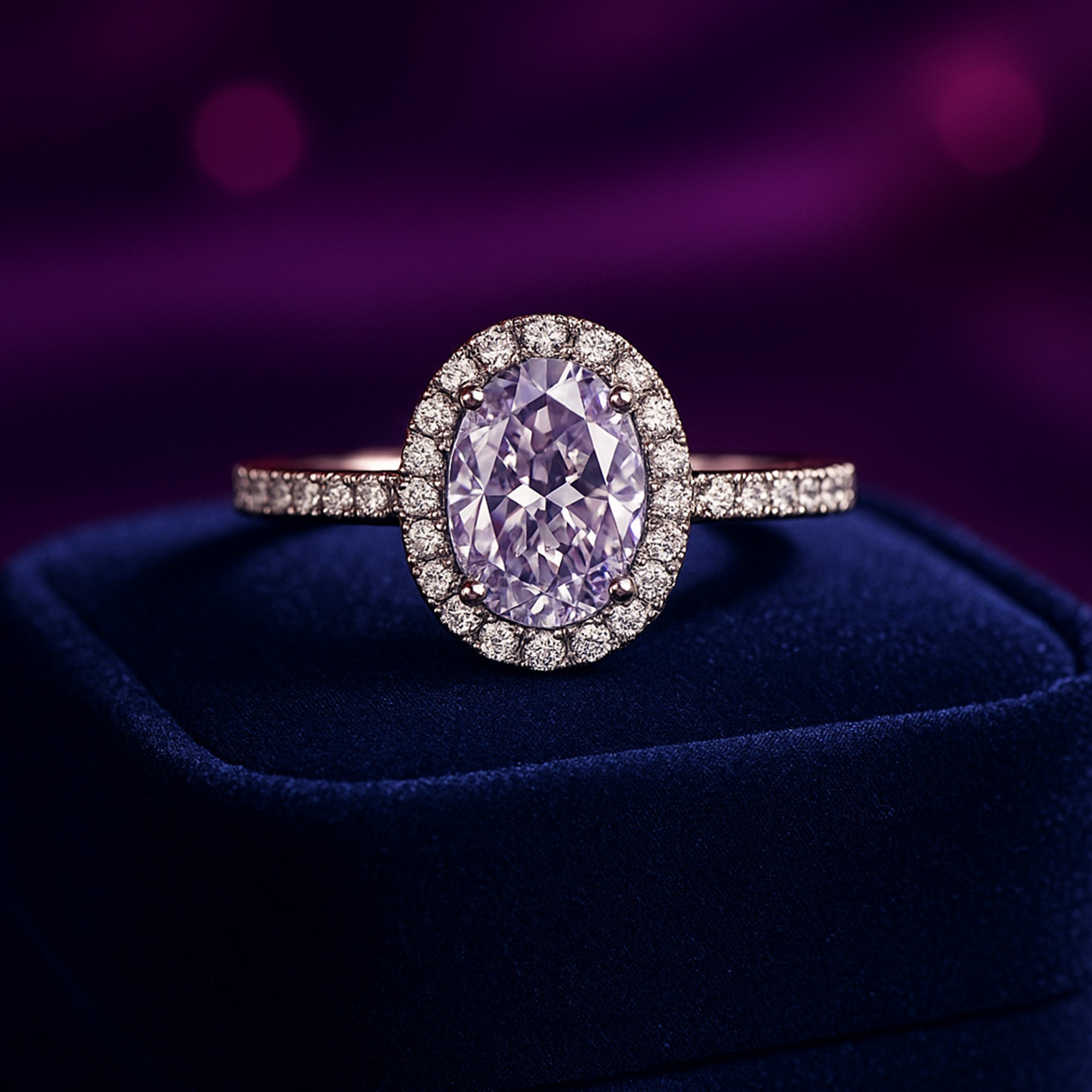 Oval cut lab-grown diamond halo ring 1.10 (ctw) 14k gold