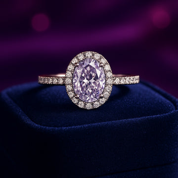 Oval cut lab-grown diamond halo ring 1.10 (ctw) 14k gold