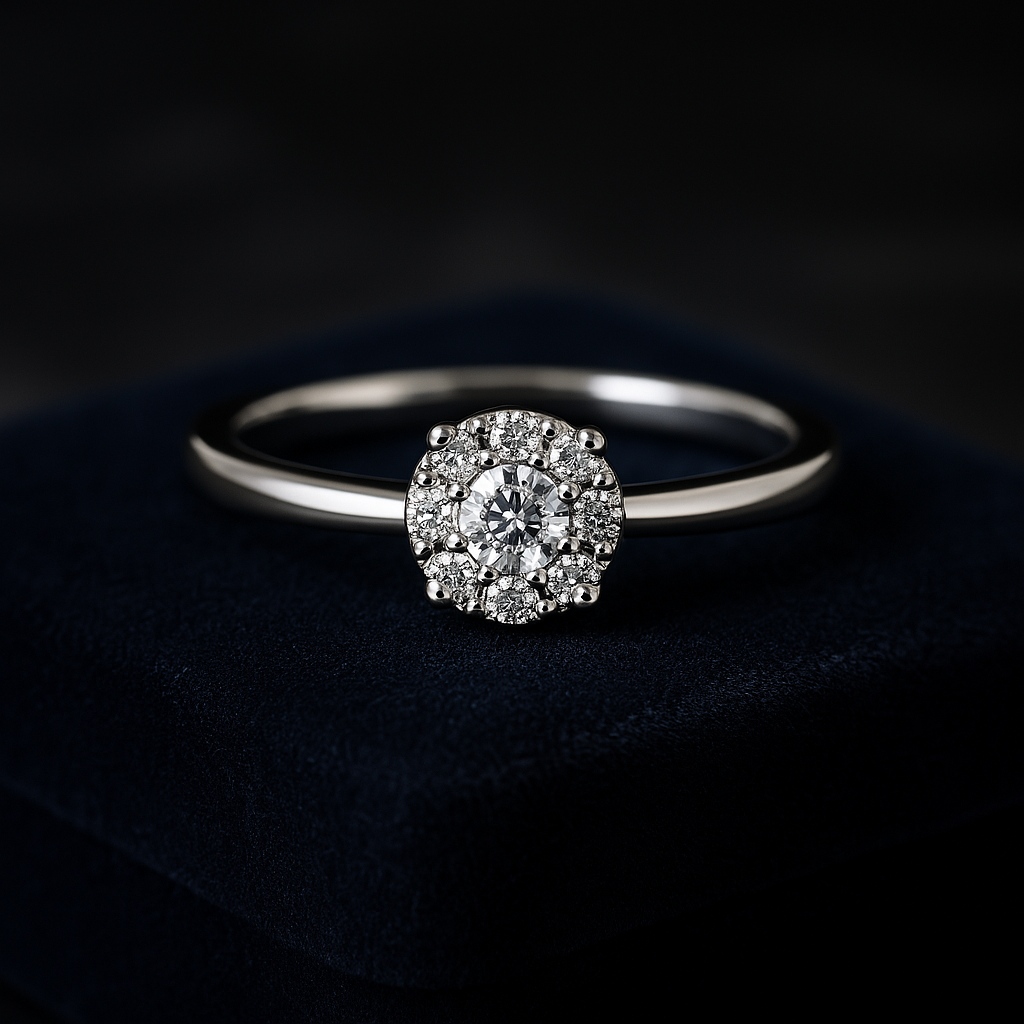Bague de fiançailles solitaire taille ronde 0,22 (ctw) en or blanc 14 carats