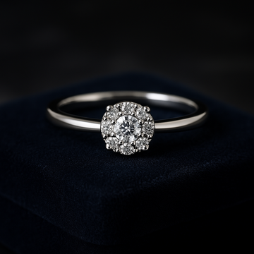 Bague de fiançailles solitaire taille ronde 0,22 (ctw) en or blanc 14 carats
