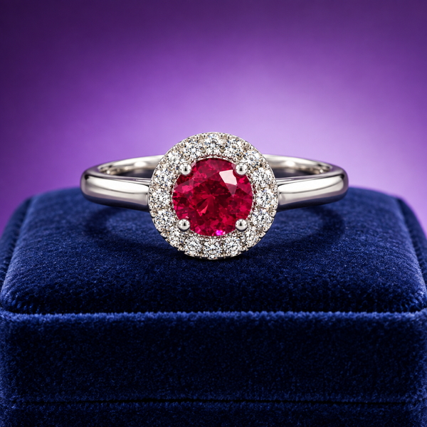 Round halo ring Lab-Grown  0.81 (ctw) in 14k gold