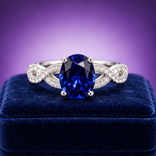 Lab-Grown Sapphire & diamond ring  3.72 (ctw) in 14k gold