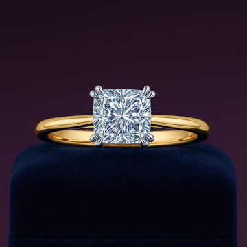 Cushion cut lab-grown solitaire ring 1.51 (ctw) in 14k super white gold