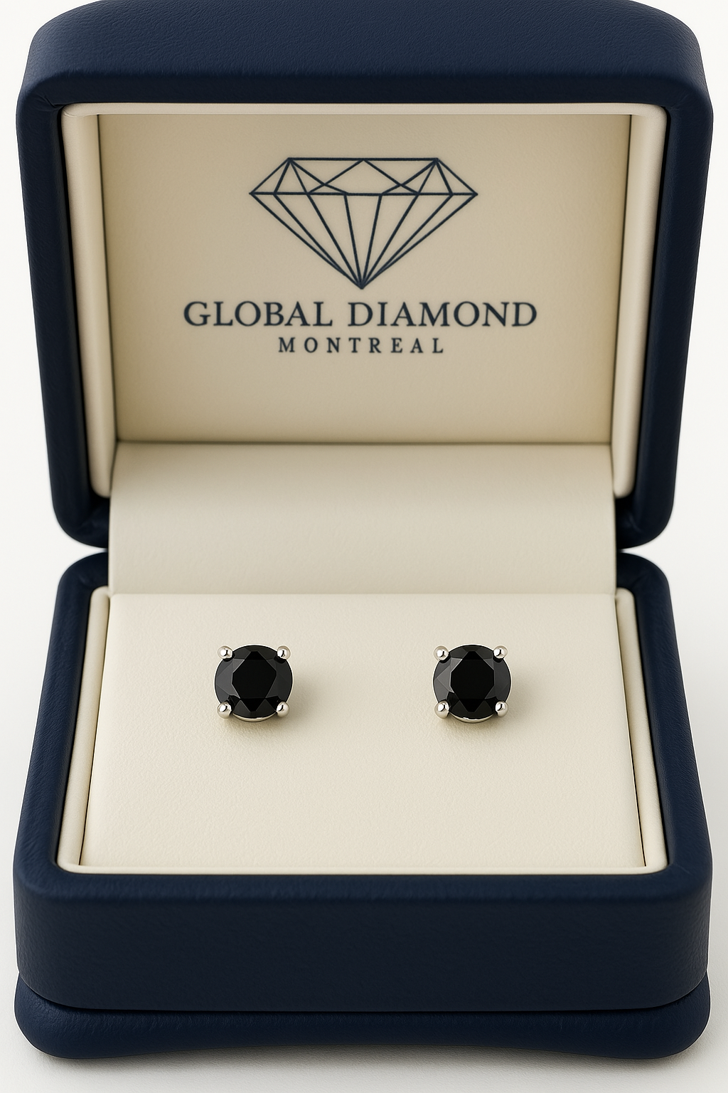 Black diamond stud earrings 0.20 (ctw) in 14k white gold