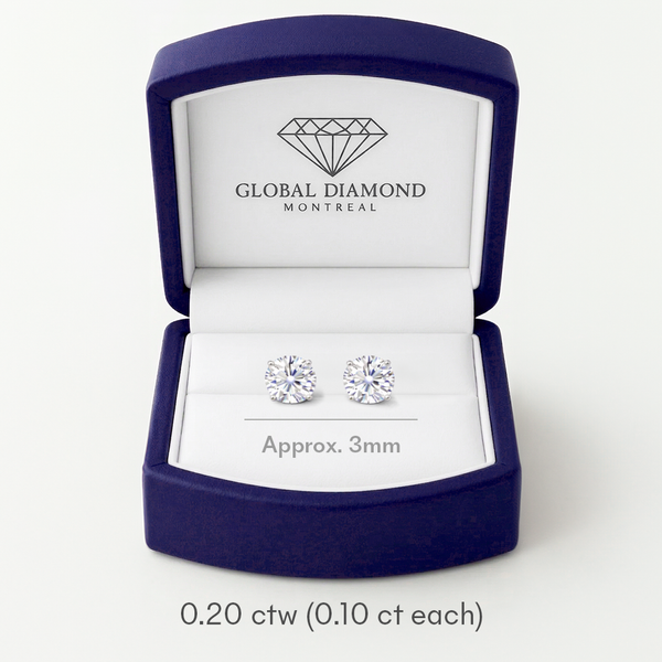 Studs earrings total 0.20 CTW diamonds vs screw back 14K gold