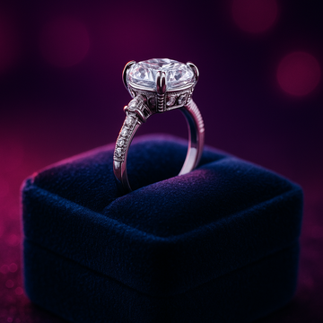 Bague solitaire diamant cultivé en laboratoire taille coussin 5,23 (ct) en or 14 carats