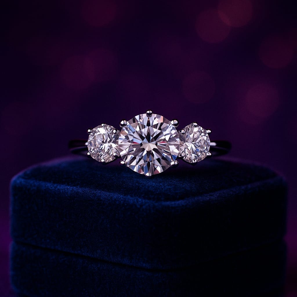Bague de fiançailles scintillante 0,68 (ctw) en or blanc 14 carats