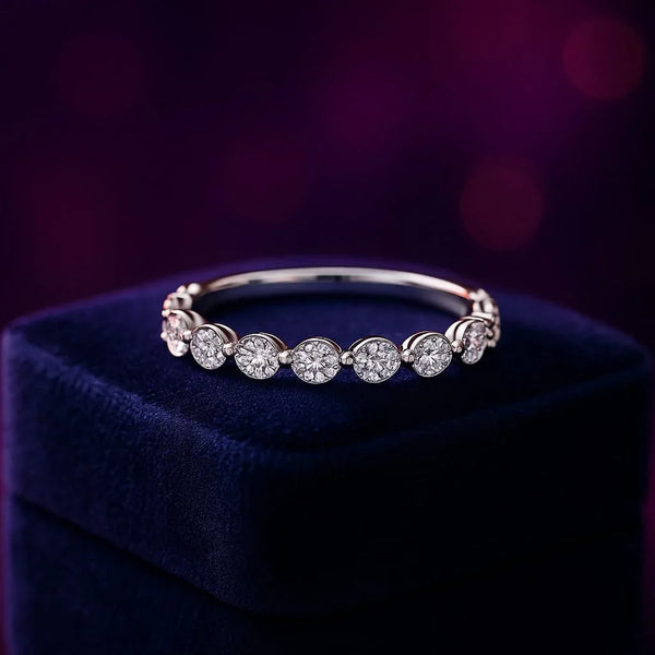 Sherring prongs semi-eternity ring 0.90 (ctw) in 14k white gold