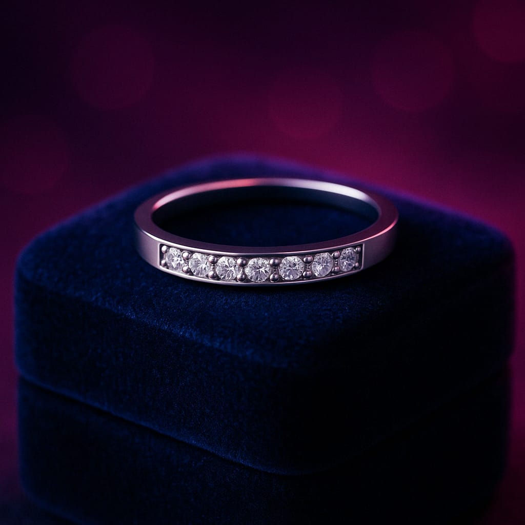 Semi-eternity ring 8 round cut diamonds 0.16 (ctw) in white gold