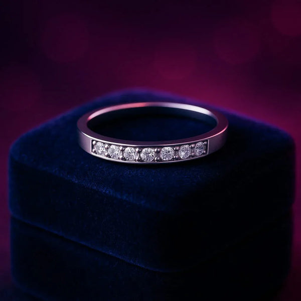 Semi-eternity ring 8 round cut diamonds 0.16 (ctw) in white gold