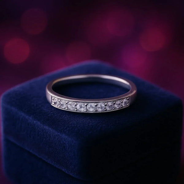 Classic semi eternity 0.18 carat diamond ring 10k white gold
