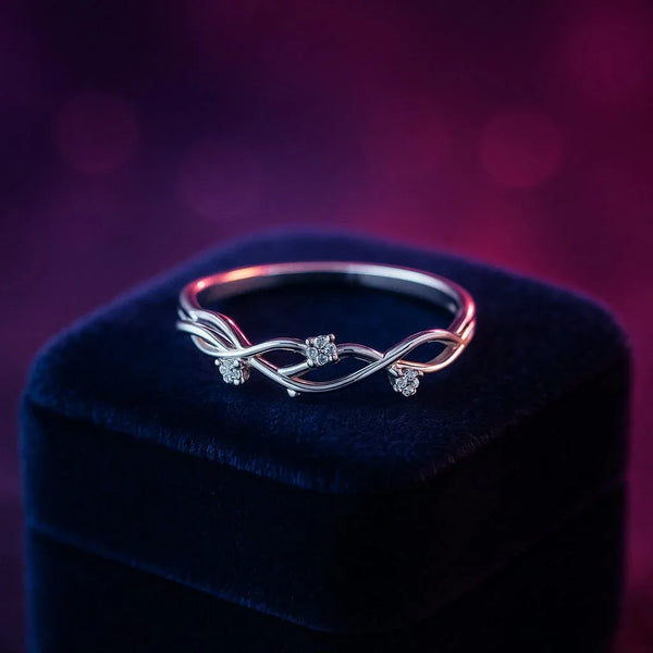 Artisan style semi-eternity ring 0.06 (ctw) in 14k gold