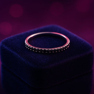 Bague semi-éternité diamant noir 0,24 (ct) en or 14 carats 