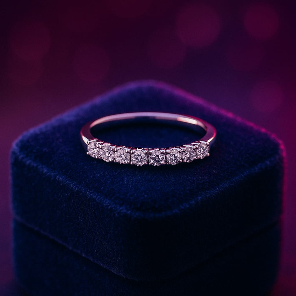 Bague anniversaire semi-éternité 9 diamants 0,18 carat en or blanc