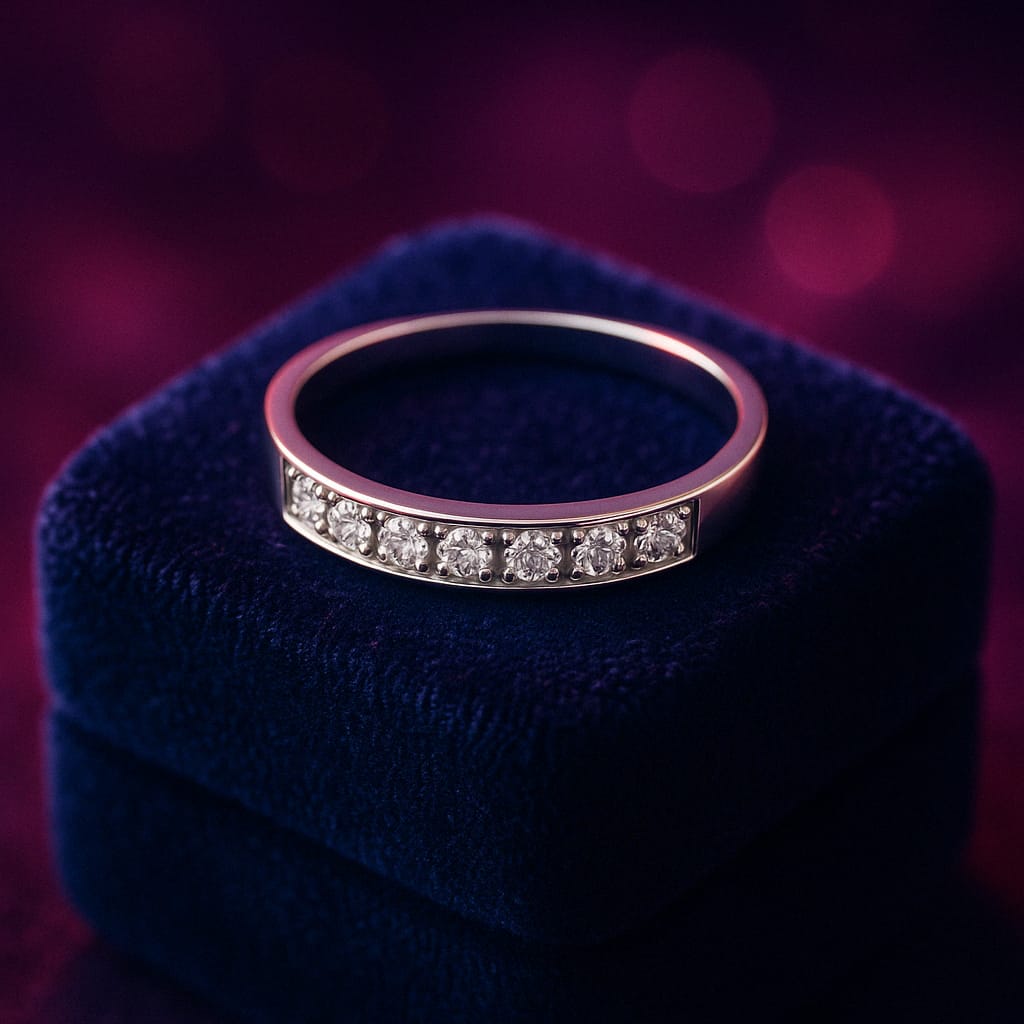 Bague semi-éternité anniversaire 0,20 (ctw) en or blanc 14 carats