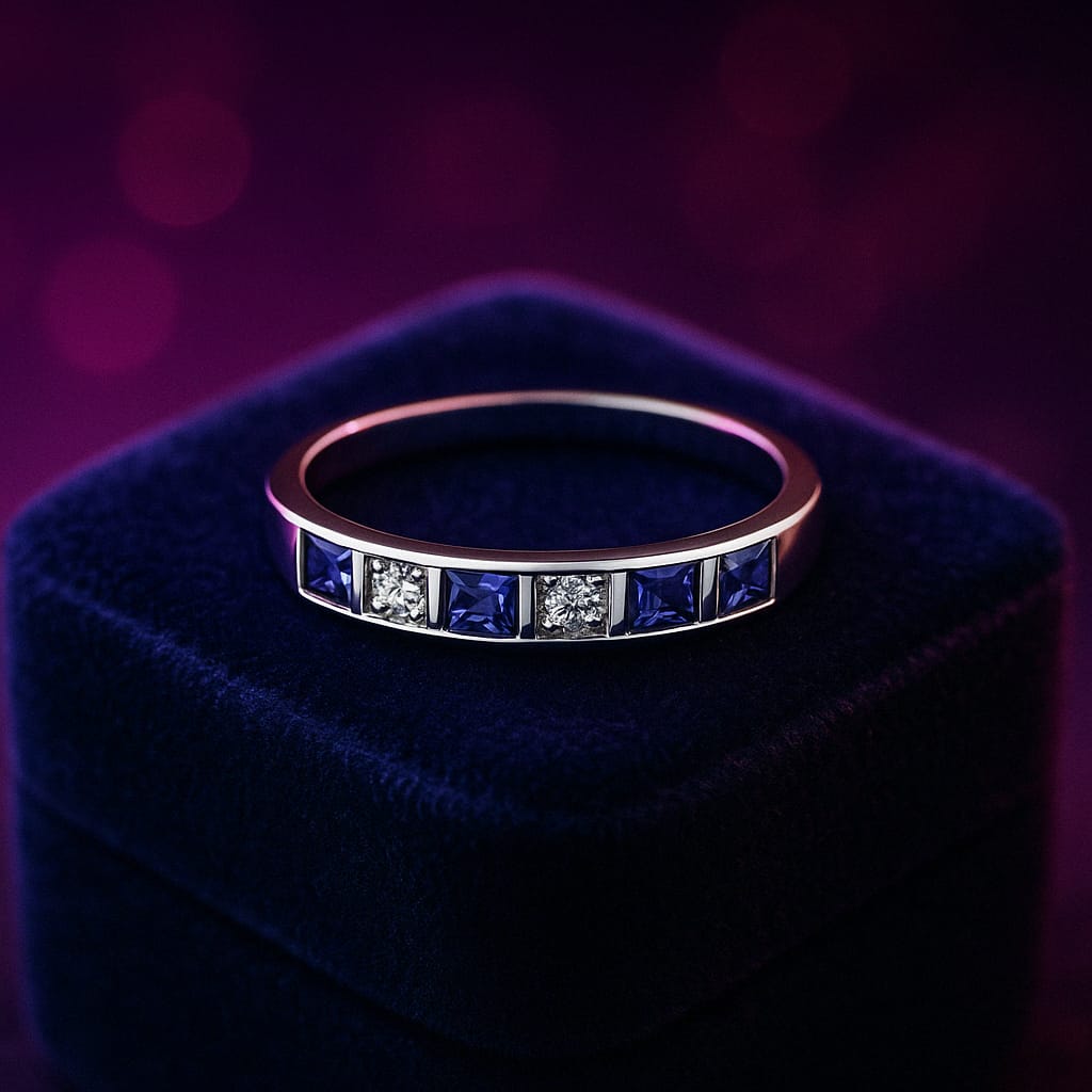 Alliance en iolite et diamant 0,64 (ct) en or blanc 10 carats 