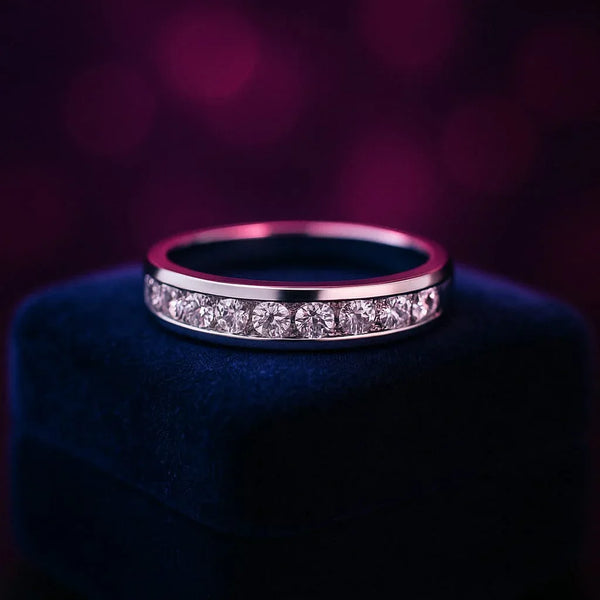 0.53 Carat (ctw) Channel Set Semi-Eternity Ring in 14k White Gold