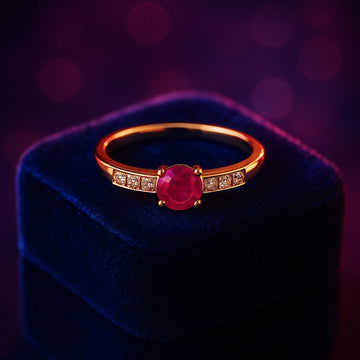 Ruby & diamond cocktail ring 0.18 (ctw) in 10k yellow gold