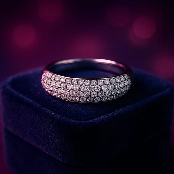 Black & white diamond cocktail ring in 14k white gold