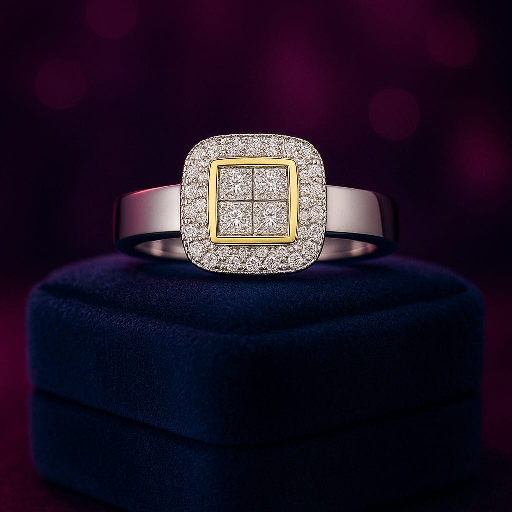 Princess cut pave style engagement ring 1.10 (ctw) 14k gold