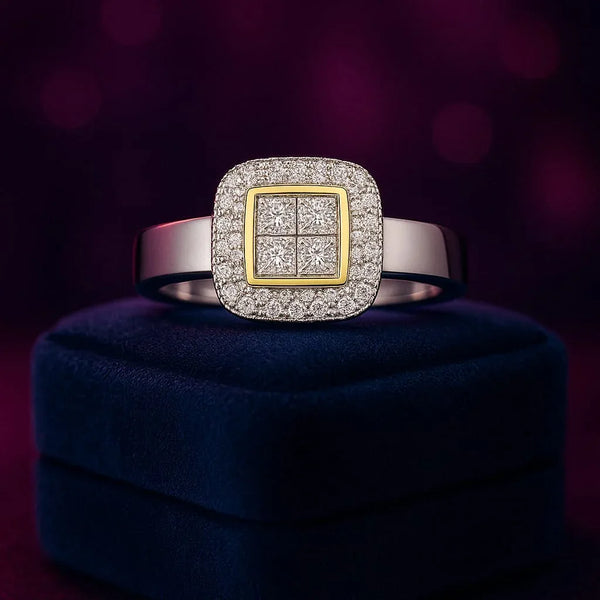Princess cut pave style engagement ring 1.10 (ctw) 14k gold