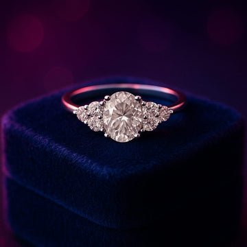 Bague de fiançailles ovale dream CZ et diamant 0,36 (ctw) or blanc 14 carats