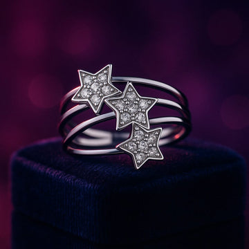 Bague torsade et grappe de diamants étoiles 0,14 (ct) en or 14 carats 