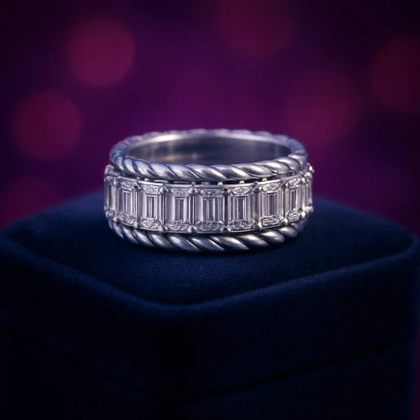 Emerald cut diamond eternity ring in 18k gold