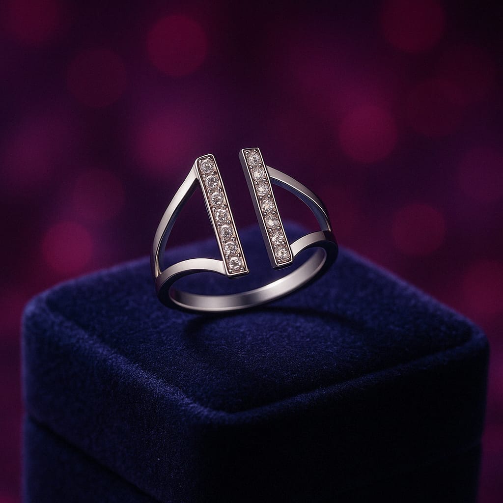 Bague en diamant flexible et moderne en grappe 0,20 (ct) en or blanc 10 carats 