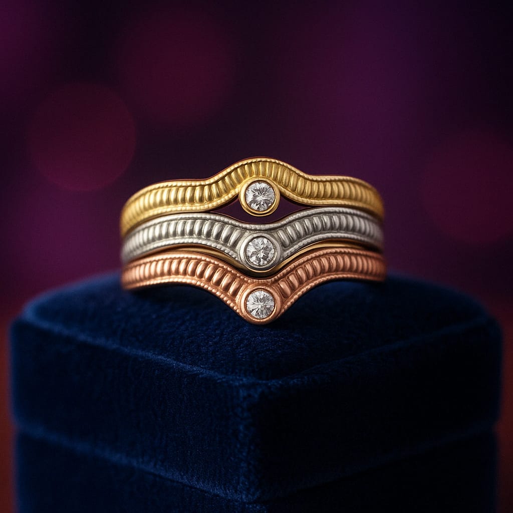 Stackable diamond rings 0.06 (ctw) in 10k white-yellow-rose gold