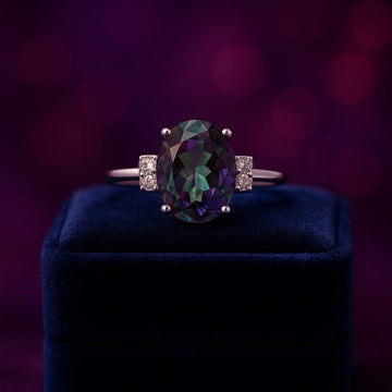Fancy diamond & mystic topaz ring in 14k white gold