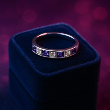 Iolite & diamond wedding band 0.64 (ctw) in 10k yellow gold