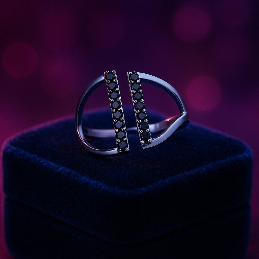 Trendy black diamond ring 0.20 (ctw) in 10k white gold