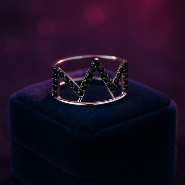 Zig Zag black diamond ring 0.31 (ctw) in 14k white gold