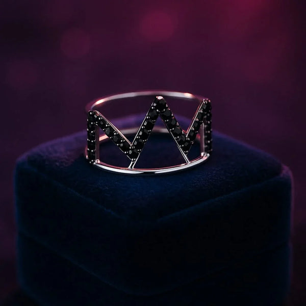 Zig Zag black diamond ring 0.31 (ctw) in 14k white gold