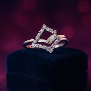 0.22 carat diamonds geometric cocktail ring 14k white gold