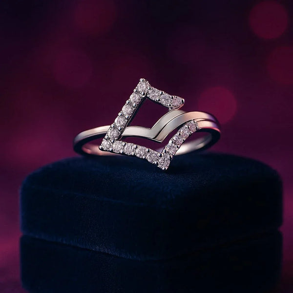 0.22 carat diamonds geometric cocktail ring 14k white gold