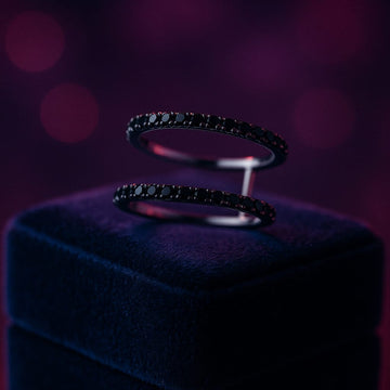 Two row black diamond ring 0.52 (ctw) in 14k white gold